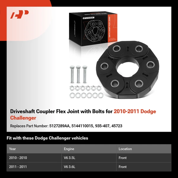 Driveshaft Coupler Flex Joint with Bolts for 2010-2011 Dodge Challenger