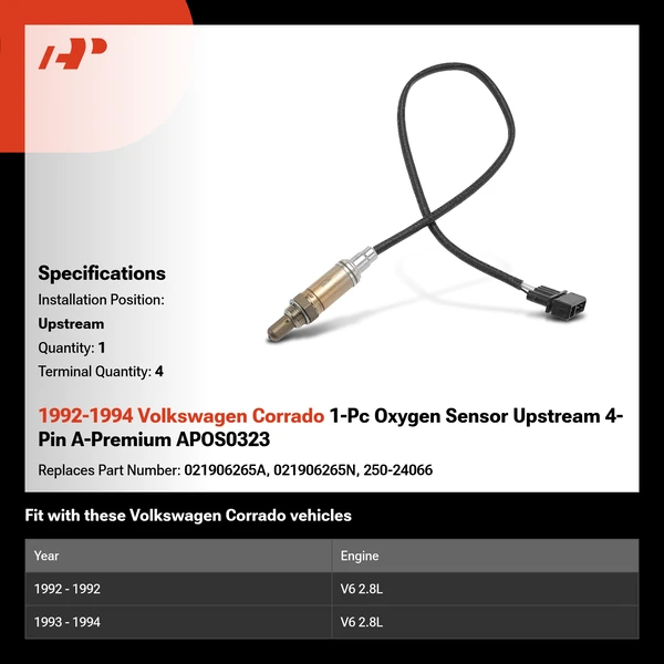 1992-1994 Volkswagen Corrado 1-Pc Oxygen Sensor Upstream 4-Pin A-Premium APOS0323