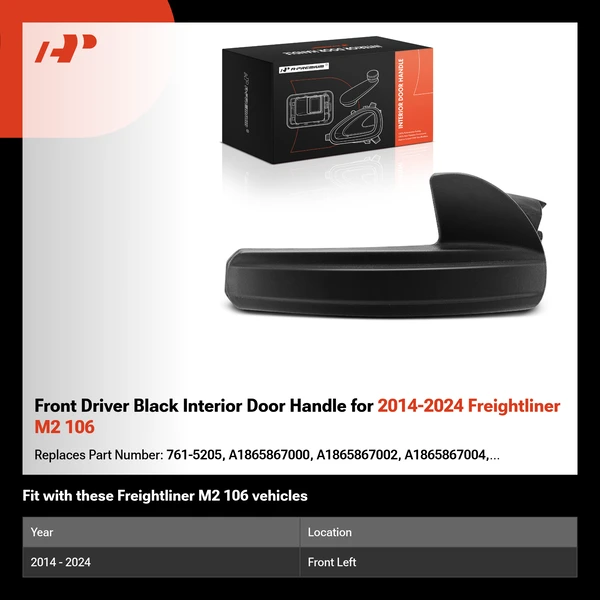 Front Driver Black Interior Door Handle for 2014-2024 Freightliner M2 106