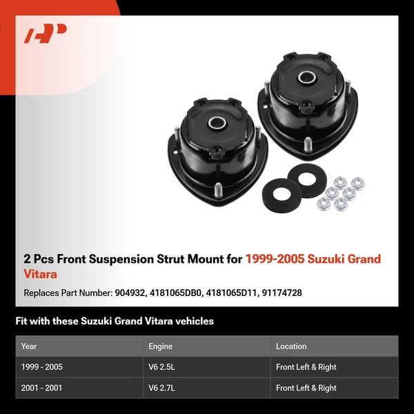 2 Pcs Front Suspension Strut Mount for 1999-2005 Suzuki Grand Vitara