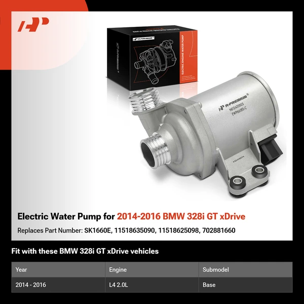 Electric Water Pump for 2014-2016 BMW 328i GT xDrive