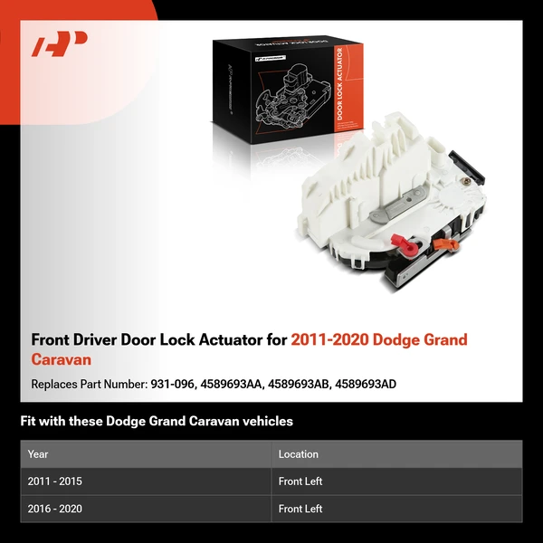 Front Driver Door Lock Actuator for 2011-2020 Dodge Grand Caravan