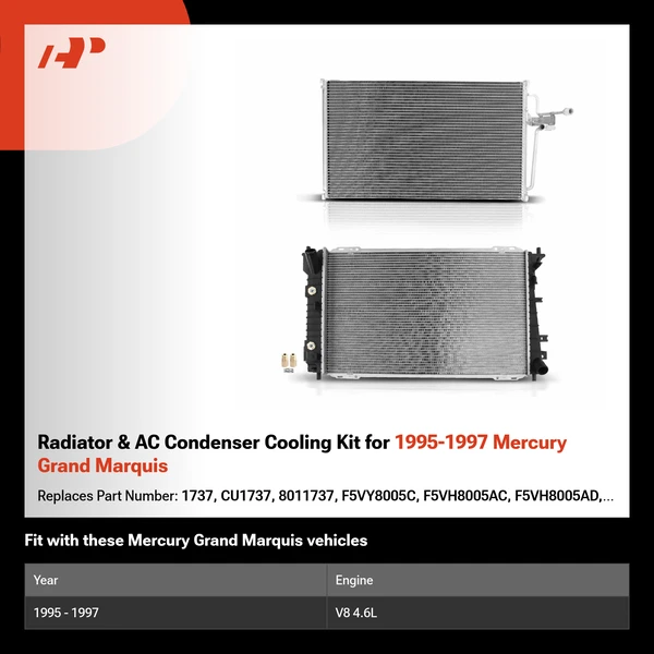 Radiator & AC Condenser Cooling Kit for 1995-1997 Mercury Grand Marquis