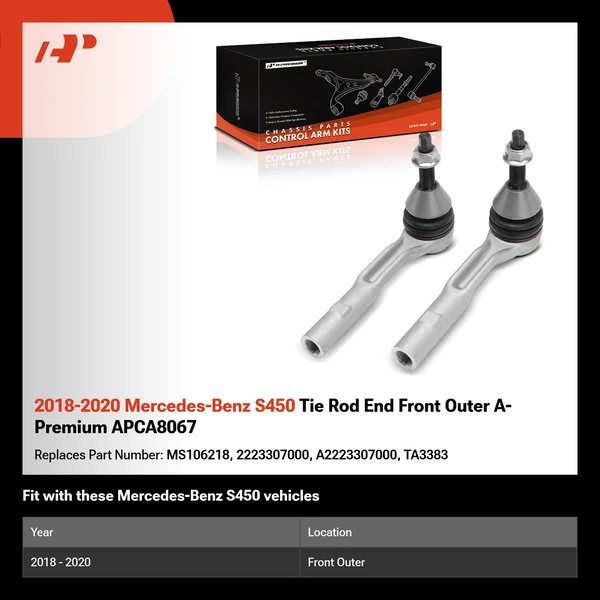 2018-2020 Mercedes-Benz S450 Tie Rod End Front Outer A-Premium APCA8067
