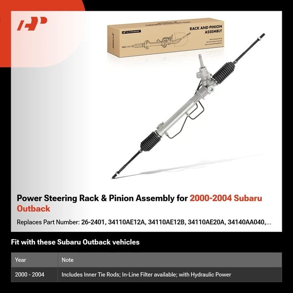 Power Steering Rack & Pinion Assembly for 2000-2004 Subaru Outback