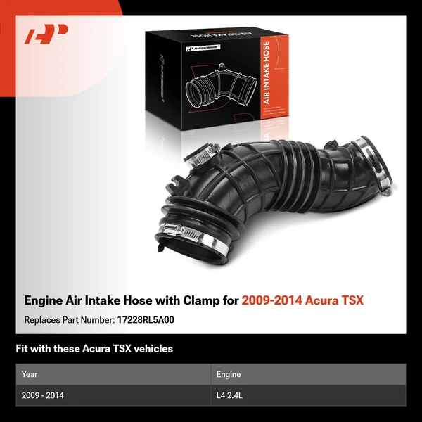 Engine Air Intake Hose with Clamp for 2009-2014 Acura TSX
