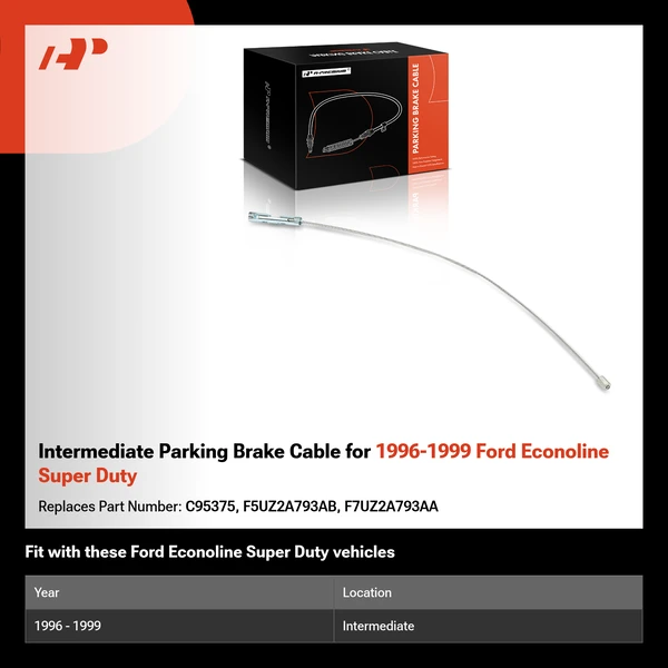 Intermediate Parking Brake Cable for 1996-1999 Ford Econoline Super Duty