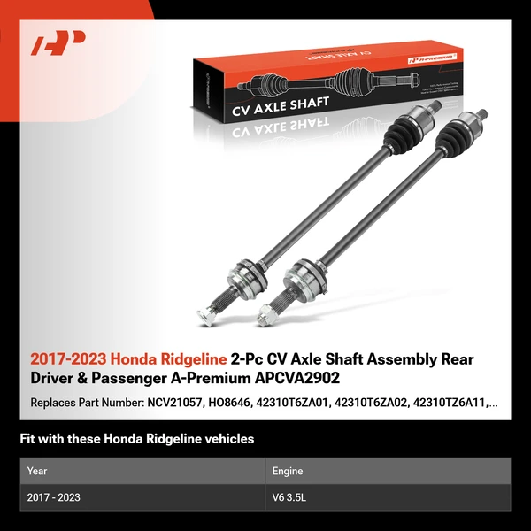 2017-2023 Honda Ridgeline 2-Pc CV Axle Shaft Assembly Rear Driver & Passenger A-Premium APCVA2902