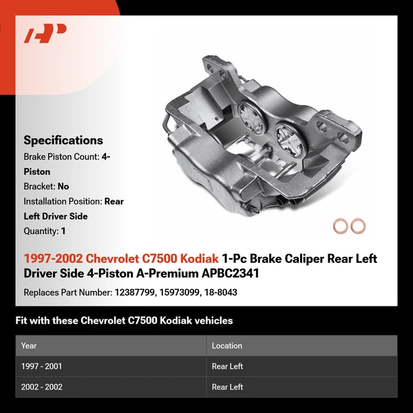 1997-2002 Chevrolet C7500 Kodiak 1-Pc Brake Caliper Rear Left Driver Side 4-Piston A-Premium APBC2341