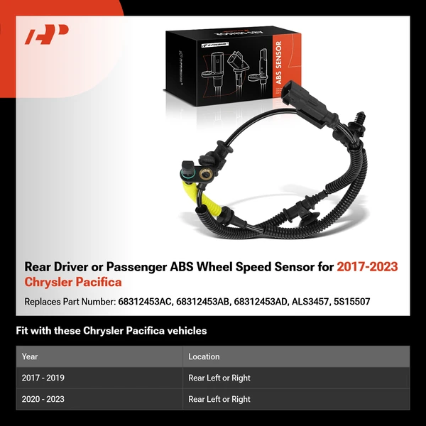 Rear Driver or Passenger ABS Wheel Speed Sensor for 2017-2023 Chrysler Pacifica