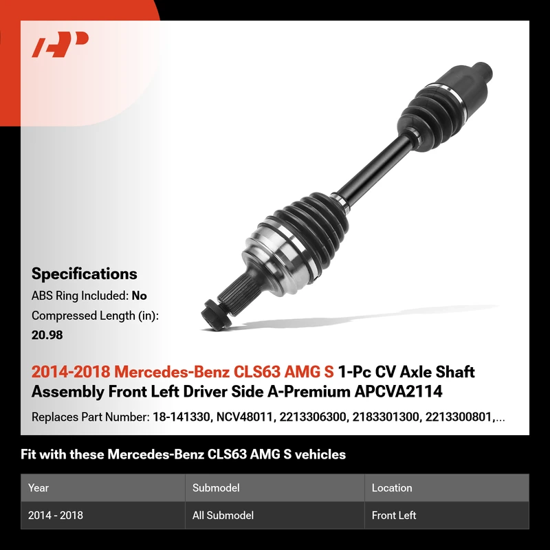 2014-2018 Mercedes-Benz CLS63 AMG S 1-Pc CV Axle Shaft Assembly Front Left Driver Side A-Premium APCVA2114