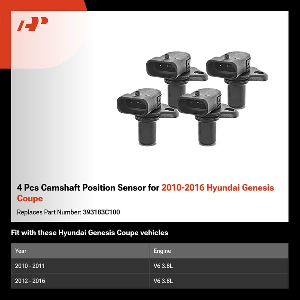 4 Pcs Camshaft Position Sensor for 2010-2016 Hyundai Genesis Coupe