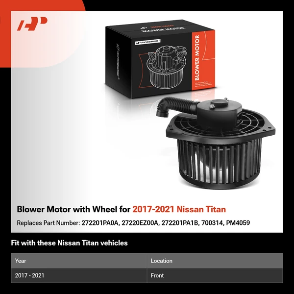 Blower Motor with Wheel for 2017-2021 Nissan Titan