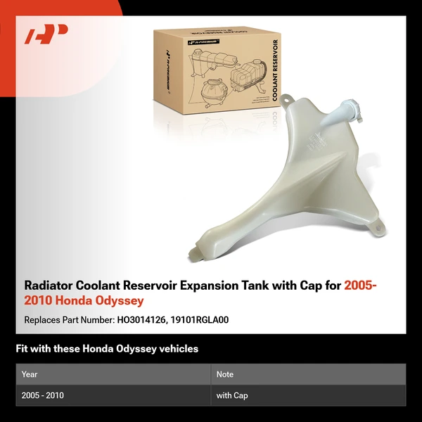 Radiator Coolant Reservoir Expansion Tank with Cap for 2005-2010 Honda Odyssey