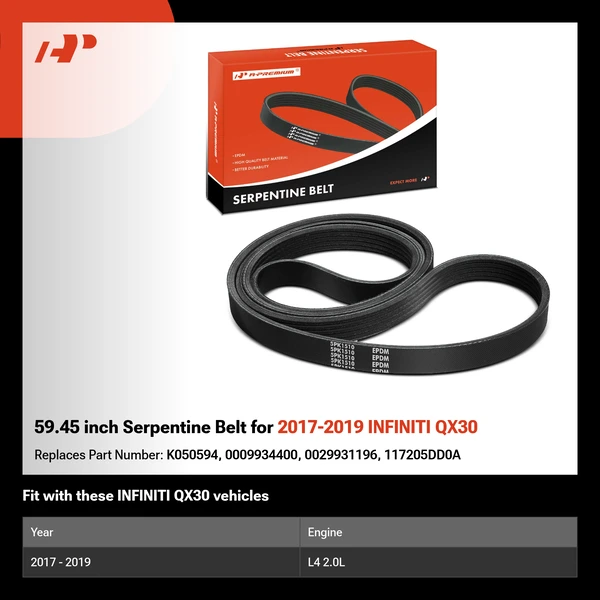 59.45 inch Serpentine Belt for 2017-2019 INFINITI QX30