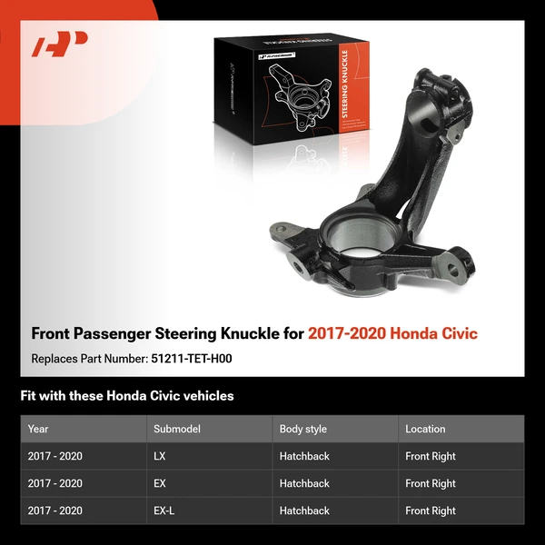Front Passenger Steering Knuckle for 2017-2020 Honda Civic