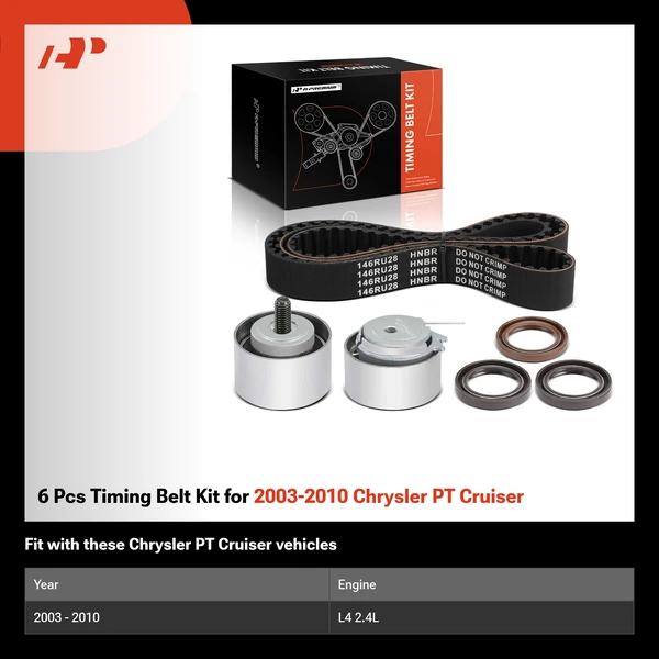 6 Pcs Timing Belt Kit for 2003-2010 Chrysler PT Cruiser