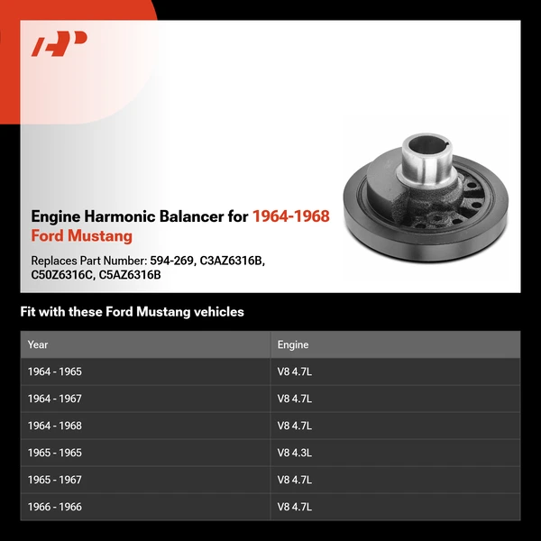 Engine Harmonic Balancer for 1964-1968 Ford Mustang