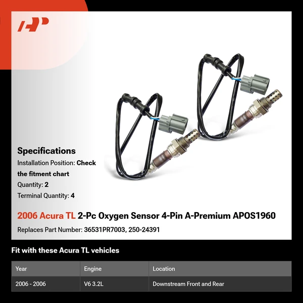 2006 Acura TL 2-Pc Oxygen Sensor 4-Pin A-Premium APOS1960