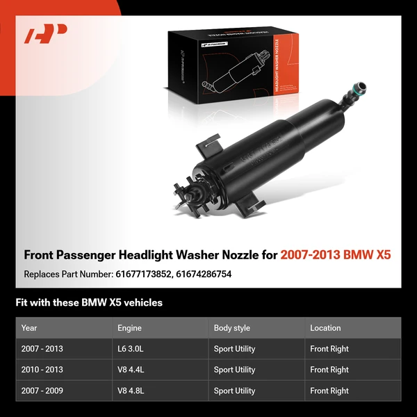 Front Passenger Headlight Washer Nozzle for 2007-2013 BMW X5