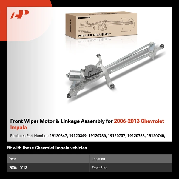 Front Wiper Motor & Linkage Assembly for 2006-2013 Chevrolet Impala