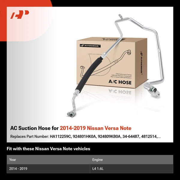AC Suction Hose for 2014-2019 Nissan Versa Note
