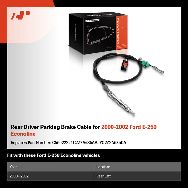 Rear Driver Parking Brake Cable for 2000-2002 Ford E-250 Econoline