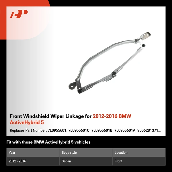 Front Windshield Wiper Linkage for 2012-2016 BMW ActiveHybrid 5