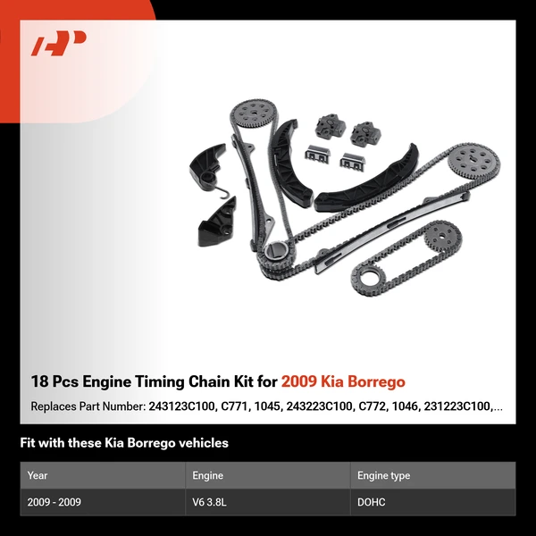 18 Pcs Engine Timing Chain Kit for 2009 Kia Borrego