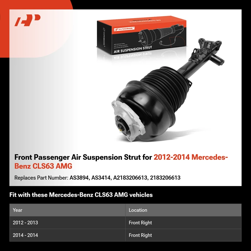 Front Passenger Air Suspension Strut for 2012-2014 Mercedes-Benz CLS63 AMG