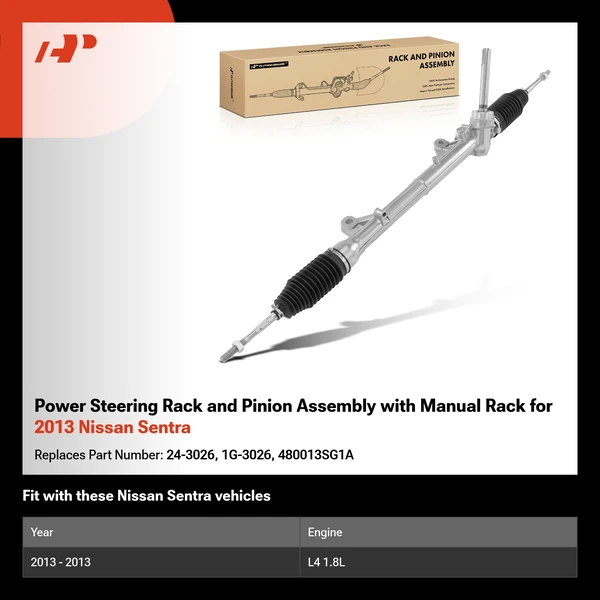 Power Steering Rack and Pinion Assembly with Manual Rack for 2013 Nissan Sentra