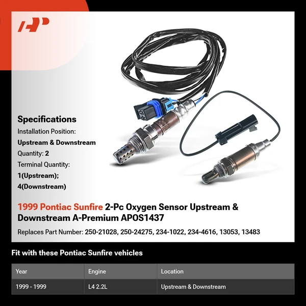 1999 Pontiac Sunfire 2-Pc Oxygen Sensor Upstream & Downstream A-Premium APOS1437