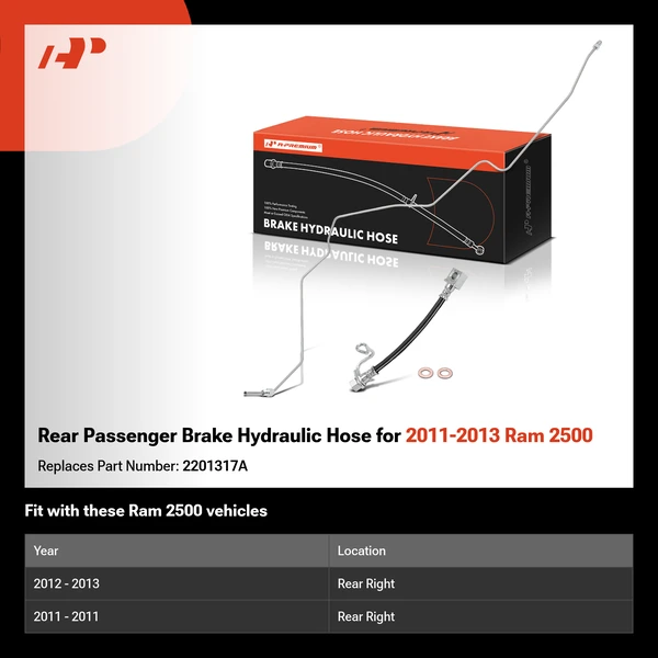 Rear Passenger Brake Hydraulic Hose for 2011-2013 Ram 2500