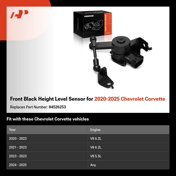 Front Black Height Level Sensor for 2020-2025 Chevrolet Corvette