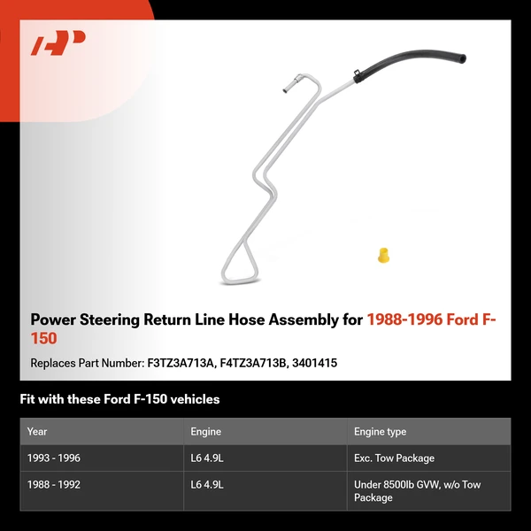 Power Steering Return Line Hose Assembly for 1988-1996 Ford F-150