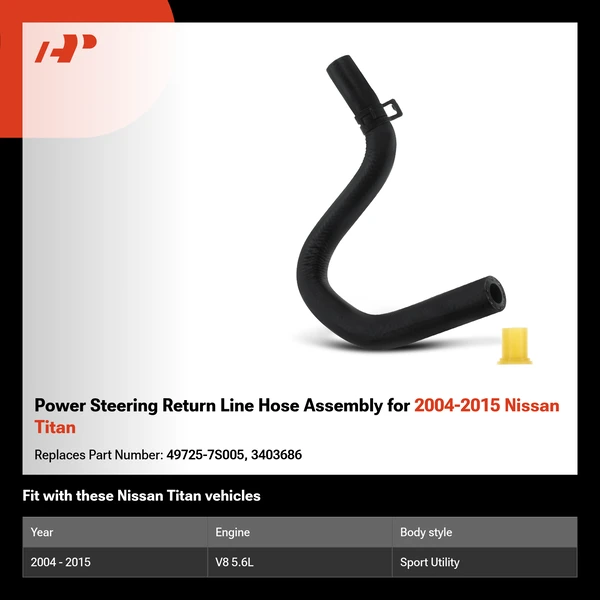 Power Steering Return Line Hose Assembly for 2004-2015 Nissan Titan