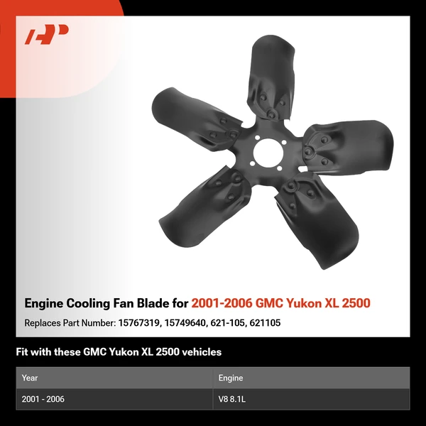 Engine Cooling Fan Blade for 2001-2006 GMC Yukon XL 2500