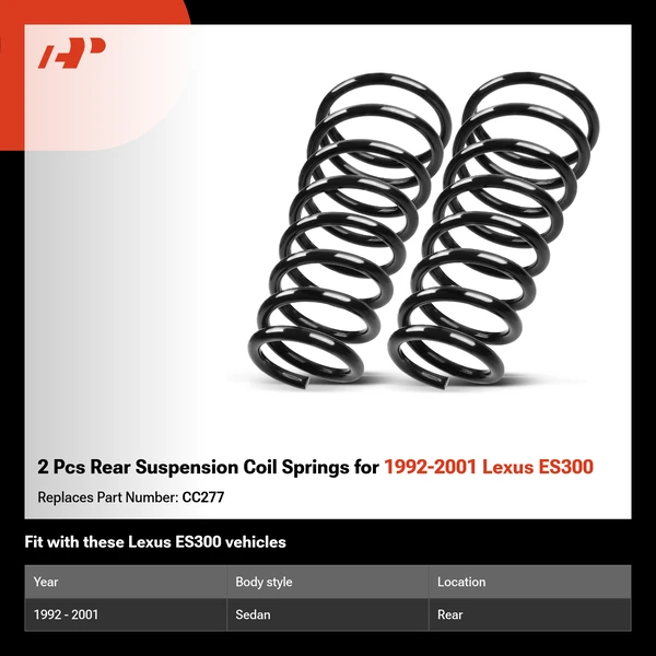 2 Pcs Rear Suspension Coil Springs for 1992-2001 Lexus ES300
