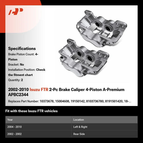 2002-2010 Isuzu FTR 2-Pc Brake Caliper 4-Piston A-Premium APBC2344