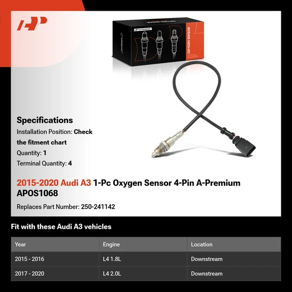2015-2020 Audi A3 1-Pc Oxygen Sensor 4-Pin A-Premium APOS1068