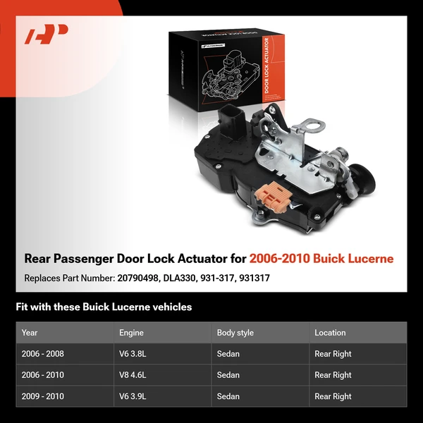 Rear Passenger Door Lock Actuator for 2006-2010 Buick Lucerne