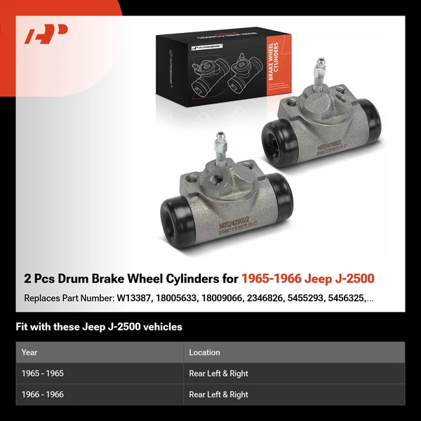 2 Pcs Drum Brake Wheel Cylinders for 1965-1966 Jeep J-2500