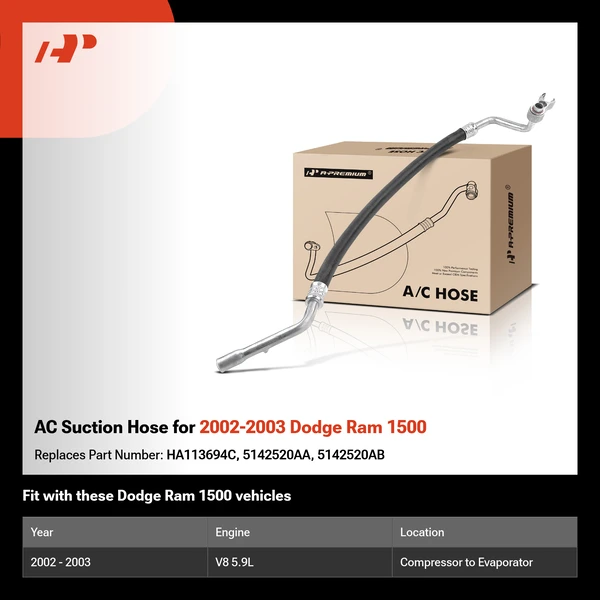AC Suction Hose for 2002-2003 Dodge Ram 1500