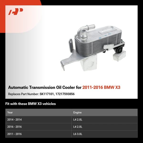 Automatic Transmission Oil Cooler for 2011-2016 BMW X3
