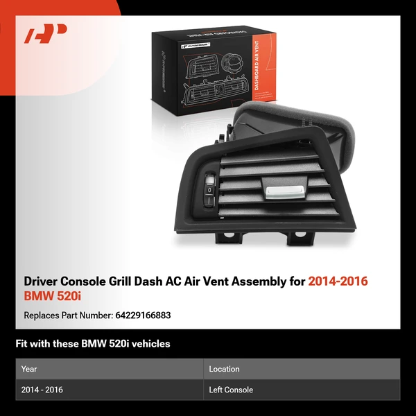 Driver Console Grill Dash AC Air Vent Assembly for 2014-2016 BMW 520i