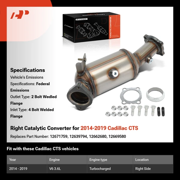 Right Catalytic Converter for 2014-2019 Cadillac CTS