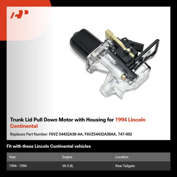 Trunk Lid Pull Down Motor with Housing for 1994 Lincoln Continental