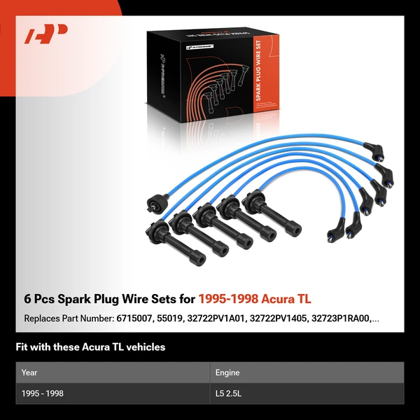 6 Pcs Spark Plug Wire Sets for 1995-1998 Acura TL