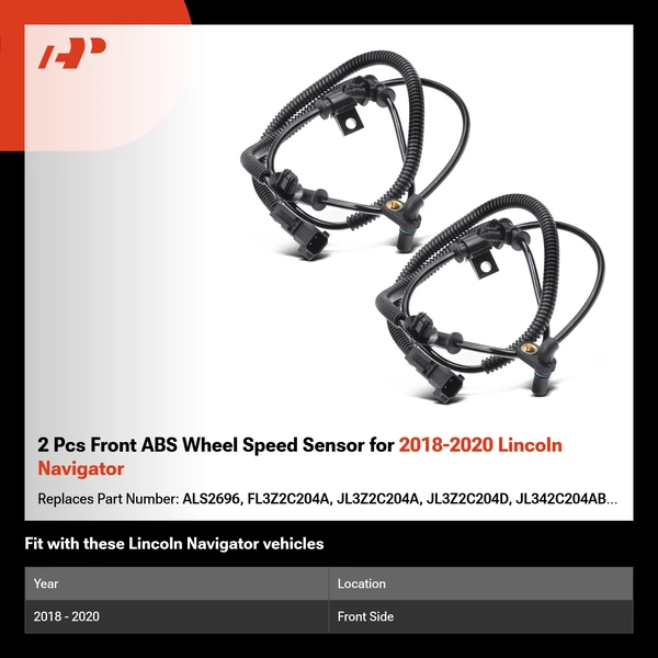 2 Pcs Front ABS Wheel Speed Sensor for 2018-2020 Lincoln Navigator