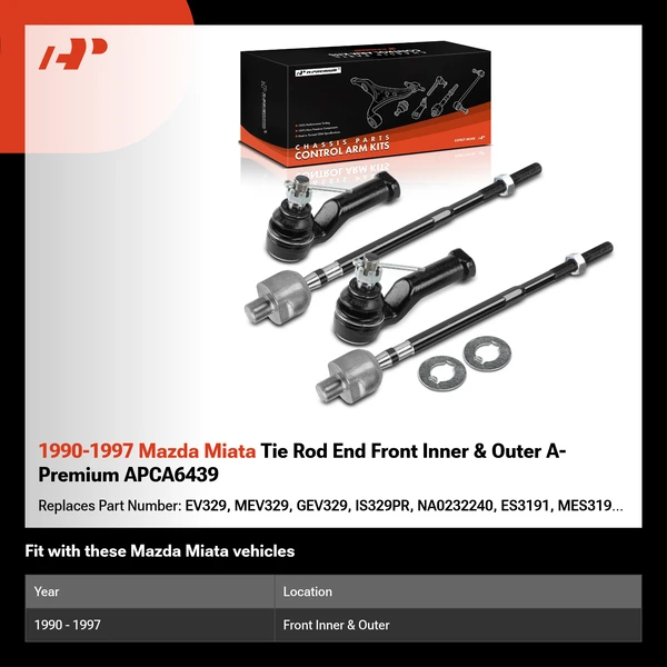 1990-1997 Mazda Miata Tie Rod End Front Inner & Outer A-Premium APCA6439